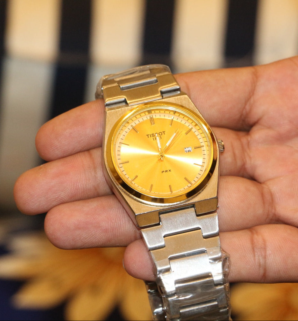 TISSOT PRX 1853 WATCH WITH YELLOW  SHADE| FOR MEN’S