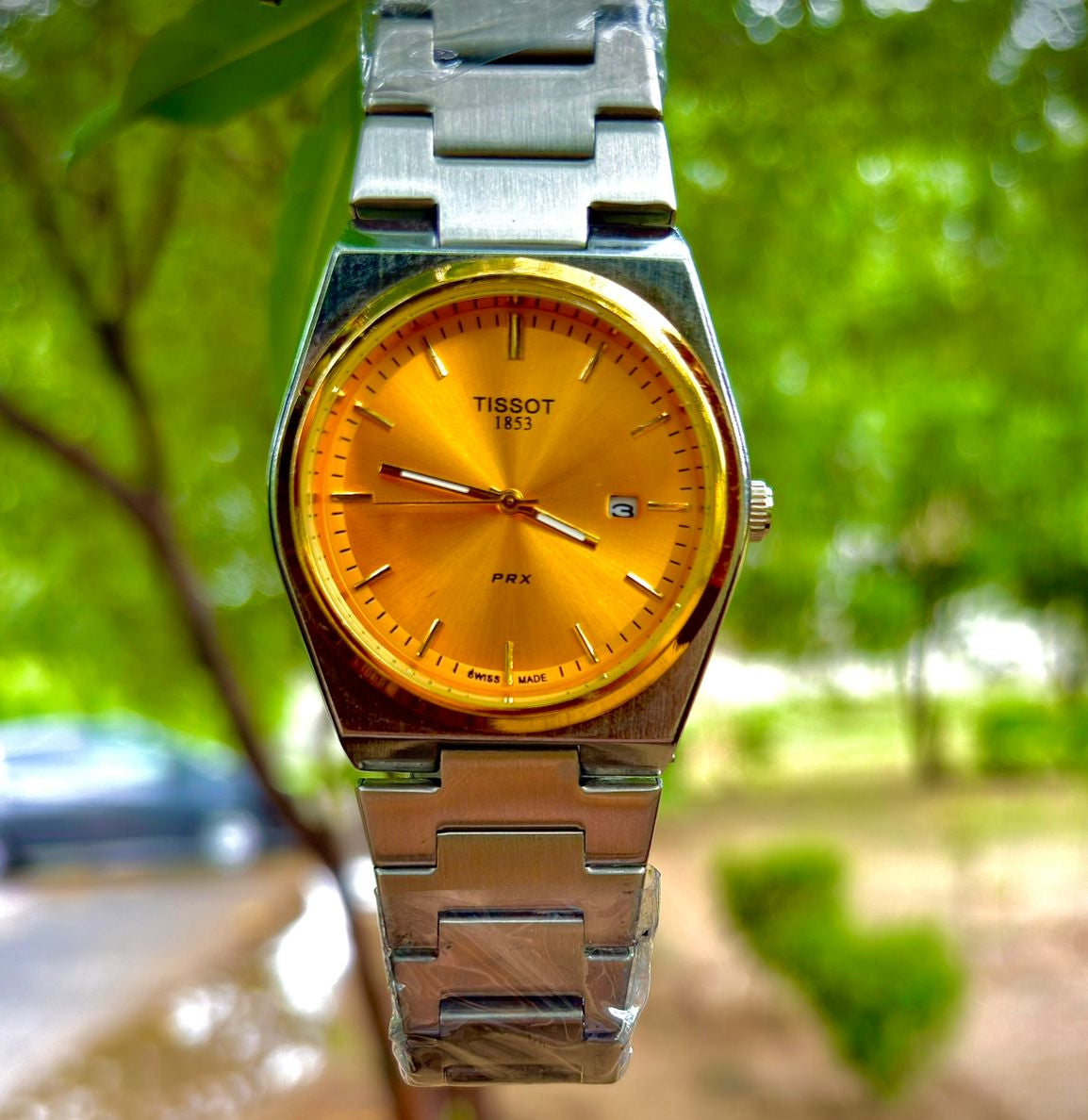 TISSOT PRX 1853 WATCH WITH YELLOW  SHADE| FOR MEN’S