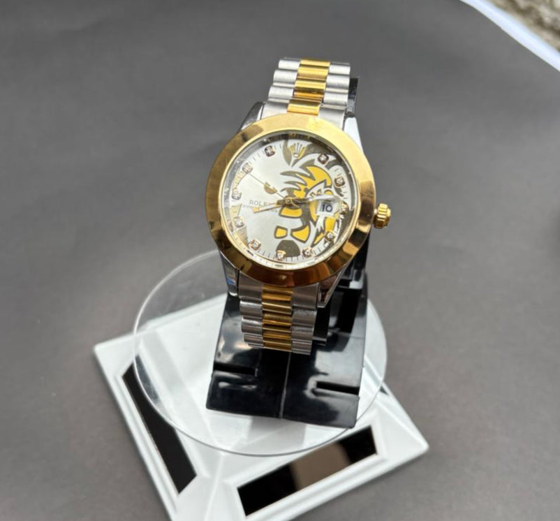 ROLEX lion face  with silver gold chain|thezeit