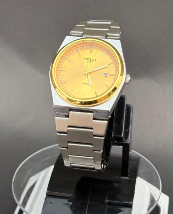 TISSOT PRX 1853 WATCH WITH YELLOW  SHADE| FOR MEN’S